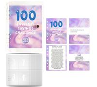 100 Savings Challenge Binder - Libro di copertina per risparmiare denaro, Budget Tracker Binder | Cash Management Organizer System Tool, pianificatore di finanziamento personale per sfide settimanali