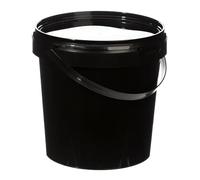 100 secchi in plastica da 1 l + manico e coperchio, resistenti, per uso alimentare, senza BPA, multiuso, per fermentazione, alimenti secchi, prodotti chimici e idroponici, colore nero