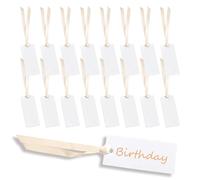 100 segnaposto vuoti con nastro marrone chiaro, 4 x 9 cm, segnaposto, segnaposto, per banchetti, cene, matrimoni, feste, cerimonie, sedie, regali, etichette da appendere (bianco)