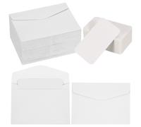 100 Set 4.5x3.2" Mini Buste Con Cartoncini Bianchi Per Laurea, Bianco