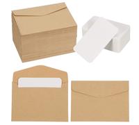 100 Set 4.5x3.2" Mini Buste Con Cartoncini Bianchi Per Laurea, Pelle Bovina