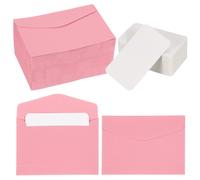 100 Set 4.5x3.2" Mini Buste Con Cartoncini Bianchi Per Laurea, Rosa