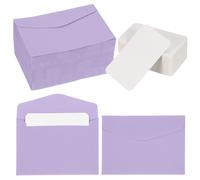 100 Set 4.5x3.2" Mini Buste Con Cartoncini Bianchi Per Laurea, Viola Chiaro