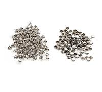100 Set Doppio Cappuccio Rivetto per le Riparazioni Artigianali in Pelle Decorazione Doppio Cappuccio Rivetto Tubolari in Metallo Borchie Kit 8 × 8mm per DIY Borsa Scarpe Rriparazioni (Argento)