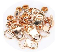 100 Set Gancio per lacci D-Ring Fibbia con occhiello Scarpe in ottone Fermagli con borchie in metallo con gancio per borsa in pelle Strumento per rivetti fai-da-te Oro 9x14 mm