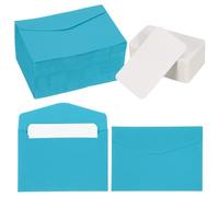 100 Set Mini Buste 4.5x3.2" Con Cartoncini Bianchi Per Laurea, Blu