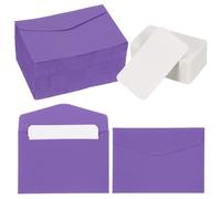 100 Set Mini Buste 4.5x3.2" Con Cartoncini Bianchi Per Laurea, Viola