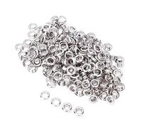 100 set occhielli passacavi, 4 mm doppio lato borsa per abiti Decorazione cintura in pelle con guarnizione 100 pezzi per scarpe Scarpe artigianato in pelle Borse Etichette(Argento)