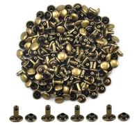 100 Set Rivetto in Pelle Rivetti Doppio Cappuccio Rivetto per Cuoio Tubular Bottoni a Pressione Tubolare Rivettato Viti in Metallo per DIY Lavori Pelle Jeans Scarpe Giacche Borsa Riparazioni, Bronzo