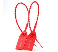 100 Sigilli di sicurezza a strozzo in plastica. Economico, regolabile con un'applicazione veloce e sicura. Lunghezza 250 cm. Stampa con numerazione progressiva（rosso）