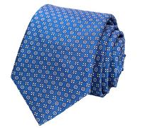 100% Silk Ties for Men Handmade Neckties with Animal Printed Patterns+Gift box (Snowflakes - White on Royal Blue, Regular Length - 59")