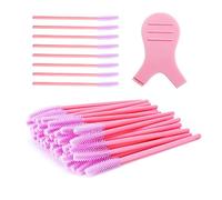 100 spazzole per ciglia e 1 a forma di Y, bobina di estensione per ciglia in silicone, barra per mascara, pettine per sopracciglia, strumento per il trucco (rosa)