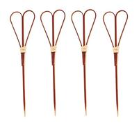 100 spiedini da cocktail in bambù a forma di cuore per antipasti, salumi, stuzzicadenti, decorazioni natalizie per feste (rosso)