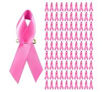 100 spille ufficiali a nastro, spille per il cancro al seno, sensibilizzazione sui risvolti, distintivo pubblico, per donne di carità, Taglia unica, come descritto