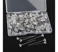 100 spilli per bouquet, 3,8 cm, con testa in cristallo trasparente, spilla dritta con strass, adatta per bouquet di nozze, bouquet e decorazioni per feste