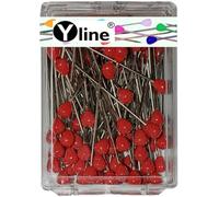 100 spine per tappezzeria con testa in plastica rossa, ca. 60 mm, spilli grandi per gioielli, 0717-RO