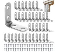 100 staffe a L in acciaio inox resistenti, staffe angolari a 90° con viti, supporti ad angolo retto per mobili