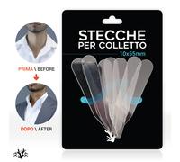 100 STECCHE PER COLLETTI CAMICIA 10x55 TENDICOLLO BALENETTE OSSICINI PLASTICA RG