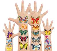 100 Stili Farfalla Bambini Tatuaggi per Ragazze, Arte Colorata Tatuaggi Temporanei Farfalla Tatuaggi per Bambini Ragazze, Farfalla Decorazioni Compleanno (10 Fogli)