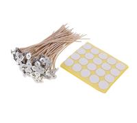 100 stoppini per candele in cotone marrone con 100 adesivi per stoppini