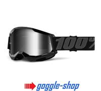 100% STRATA 2 Motocross MX Moto MTB Occhiali Nero Trasparente / Lente a Specchio