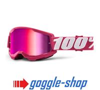 100% STRATA 2 Occhiali Protettivi Motocross MX MTB FLETCHER Clear/Pink Mirror
