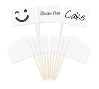 100 Stuzzicadenti con Bandierine/Etichette Buffet - Segnaposto Torte Bianchi Personalizzabili per Formaggio/Cupcake/Antipasti Vuoto da Decorare