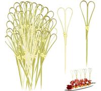100 stuzzicadenti in bambù per stuzzicadenti, spiedini in bambù per antipasti, stuzzicadenti in bambù, stuzzicadenti in bambù con Nodi Fatti a Mano, stuzzicadenti per panini a Forma (4,7 Pollici)