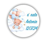 100 Tag Adesivi personalizzati nascita, battesimo, compleanno, PERSONALIZZALO QUI con nome data, etichette adesive, Adesivo bomboniere, scatolini, sacchetti, portaconfetti