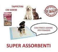 100 TAPPETINI ASSORBENTI PER CANI 60x90CM CUCCIOLI PANNOLINI TRAVERSE CANE