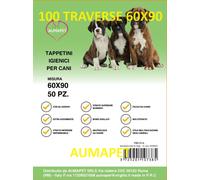 100 TAPPETINI IGIENICI 60x90 PER CANI TRAVERSE ASSORBENTI PANNOLINI CANE AUMAPET