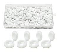 100 tappi di copertura in plastica con cerniera, 0,8 cm, a scatto, coperture decorative di ricambio per viti M4, bianco