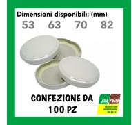 100 TAPPI PER BOCCACCI CAPSULE PER BARATTOLI CONFEZIONE BIANCHI MM 53 63 70 82