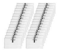 100 targhette per nome, 90 x 56 mm, in plastica trasparente, per vestiti, clip, biglietti da visita, con clip, per ufficio, scuola, viaggi