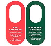100 targhette per porta con scritta “Bitte nicht stören” o “Zimmer aufräumen” per camere d’albergo, colore rosso/verde