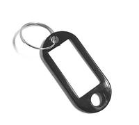 100 targhette portachiavi con anello diviso, per identificare chiavi, bagagli, Nero , Taglia unica