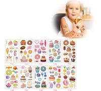 100 tatuaggi da dessert adesivi - Tatuaggi pop art per bambini che non irritano la pelle - Disegni fantastici - Possono essere usati come regali di compleanno o idee regalo - Vegan - Testato dal