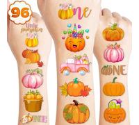 100 tatuaggi temporanei a tema autunno zucca autunno Halloween Tatuaggi temporanei a tema 1 ° primo compleanno decorazioni forniture bomboniere decorazione carino adesivi del Ringraziamento regali per