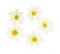 100 teste di margherite finte per accessori per capelli e artigianato floreale, realizzate in seta per essere leggere e facili per composizioni floreali fai da te (latte bianco)
