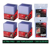 100 TOP LOADER ULTRA PRO + 200 SLEEVE Pokemon One Piece Mtg Lorcana Dragon Ball