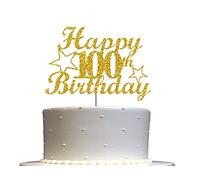 100 topper per torta di compleanno con glitter dorati per centesimi idee di decorazione per feste di alta qualità, robusto glitter double-face, in acrilico, prodotto negli Stati Uniti