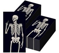 100 Tovaglioli di Halloween, Tovaglioli di Carta a Forma di Teschio, Tovaglioli Monouso a 2 Veli, Tovaglioli in Tessuto a Forma di Teschio, Tovaglioli a Forma di Scheletro per Forniture per Feste in