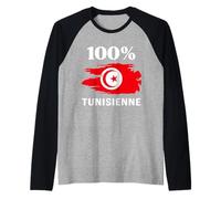 100% Tunisienne et fière de l'être Drapeau de la tunisie Maglia con Maniche Raglan