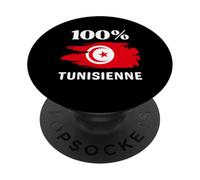 100% Tunisienne et fière de l'être drapeau de la tunisie PopSockets PopGrip Adesivo