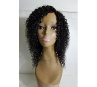 100% Umano Capelli Remy Ricci Parrucca Intera 12 " Fatto a Mano Nero Naturale