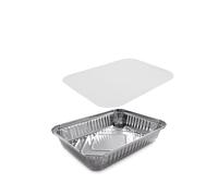300 VASCHETTE CONTENITORI IN ALLUMINIO DA 4 PORZIONI + 300 COPERCHI INCLUSI R29L