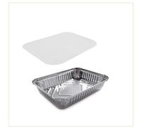 100 Vaschette in Alluminio Rettangolari Argentate contenitori per Alimenti USA e
