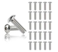 100 Viti M5 x 16 Mm A Testa Bombata, Acciaio Inox 304, Filettatura Completa