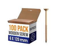 100 viti per legno da 6 x 120 mm, multiuso, a testa piatta, con filettatura singola, autofilettanti, M3, M3,5, M4, ideali per fai da te, riparazione di mobili e riparazioni