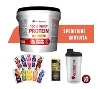 100% whey protein Vivinforma, proteine siero latte 4 kg + shaker 700 ml + Omaggi